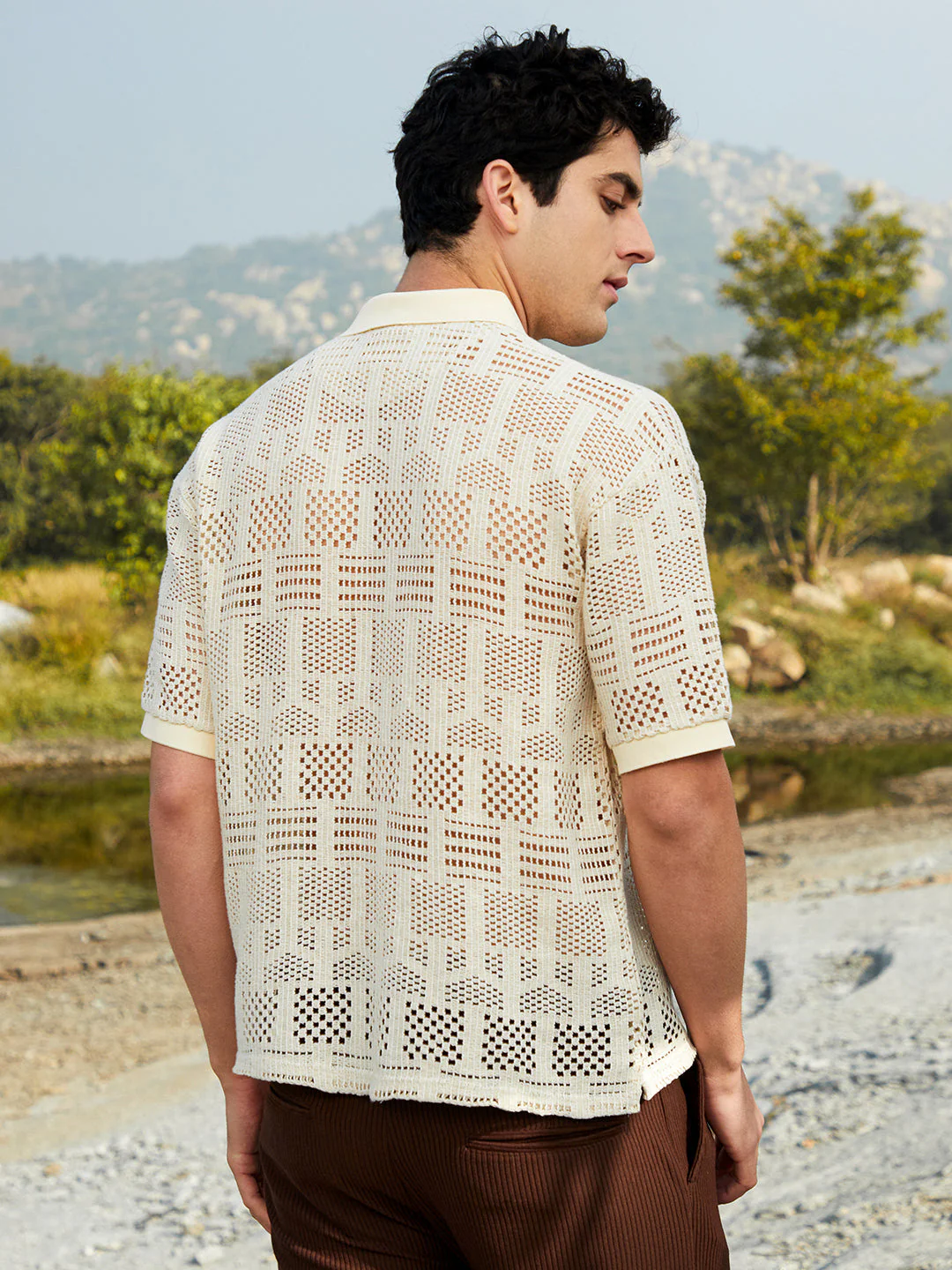 Geo-Boho Oversized Polo T-Shirt - Image 4