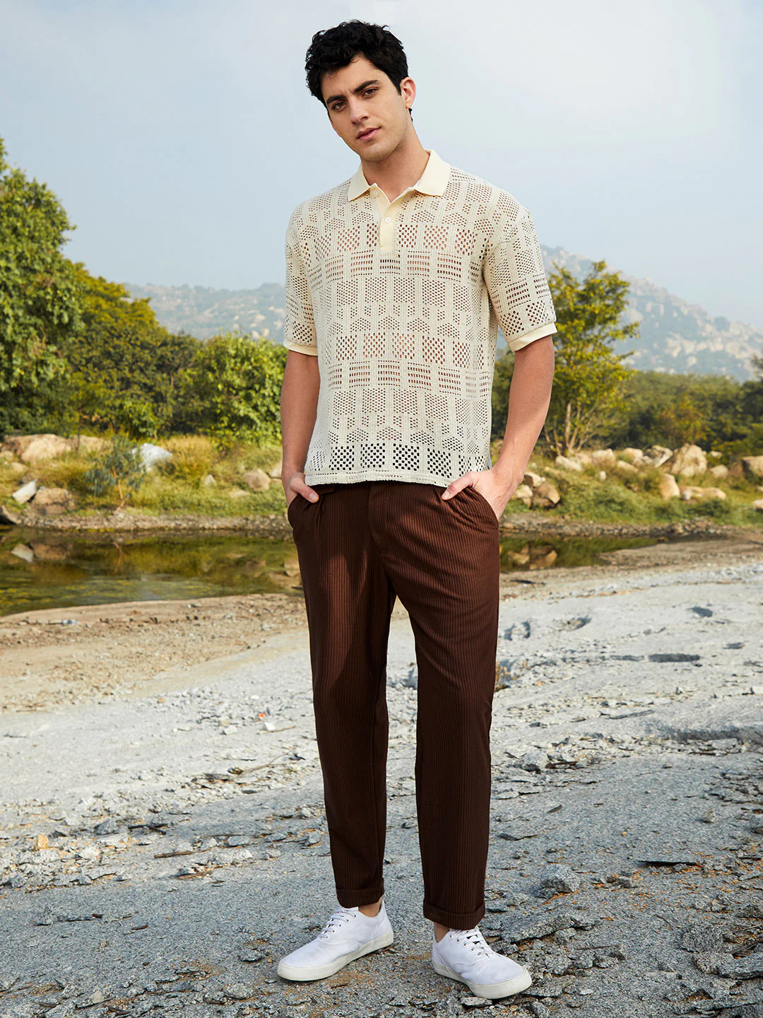 Geo-Boho Oversized Polo T-Shirt - Image 5