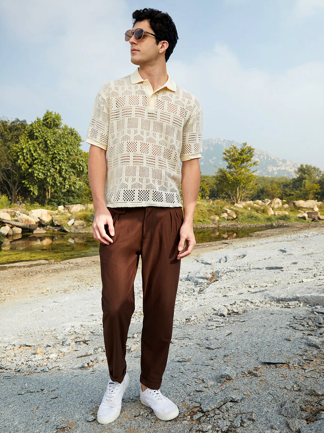 Geo-Boho Oversized Polo T-Shirt - Image 6