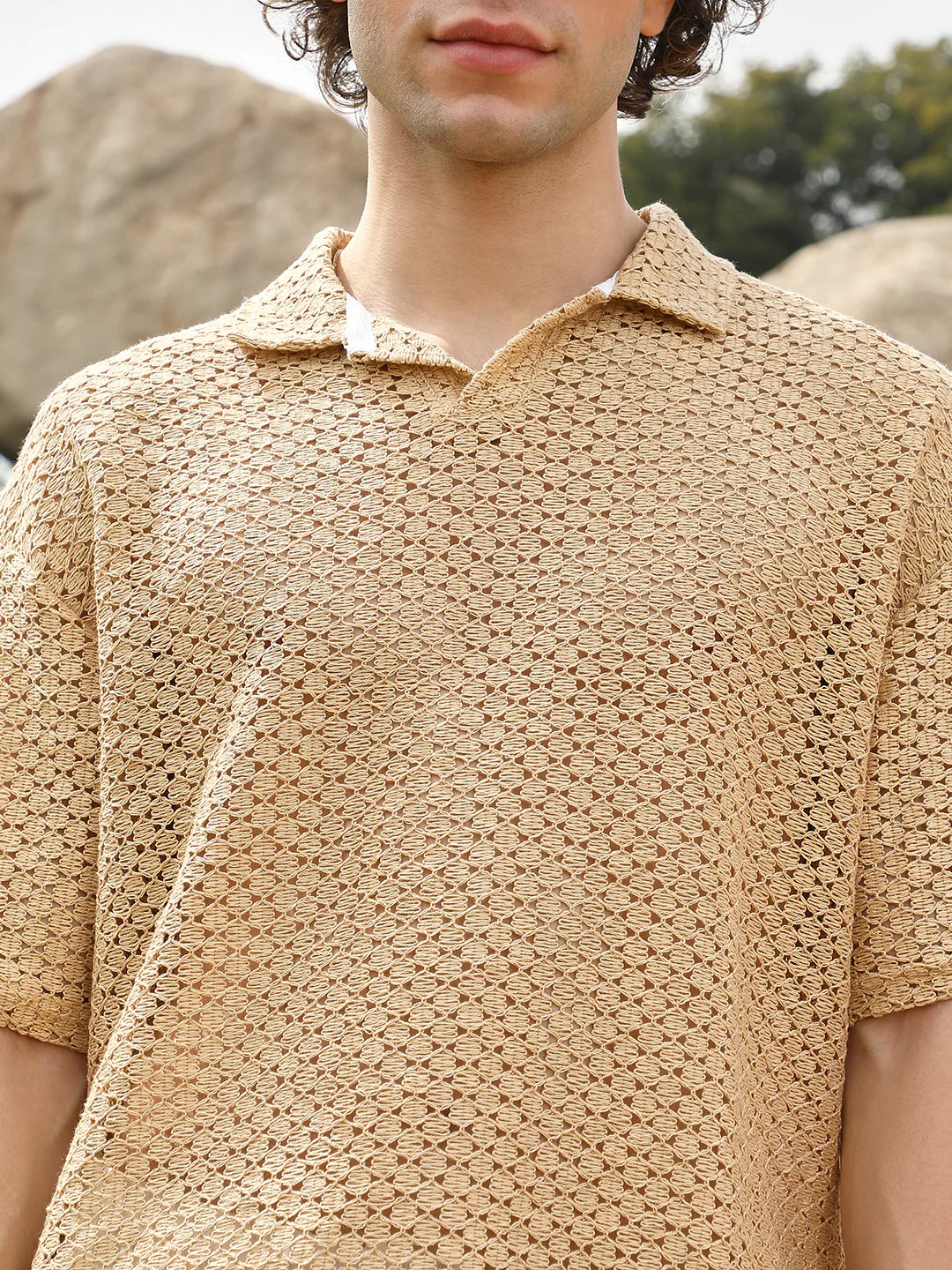 Lozenge Oversized Polo T-Shirt - Image 7