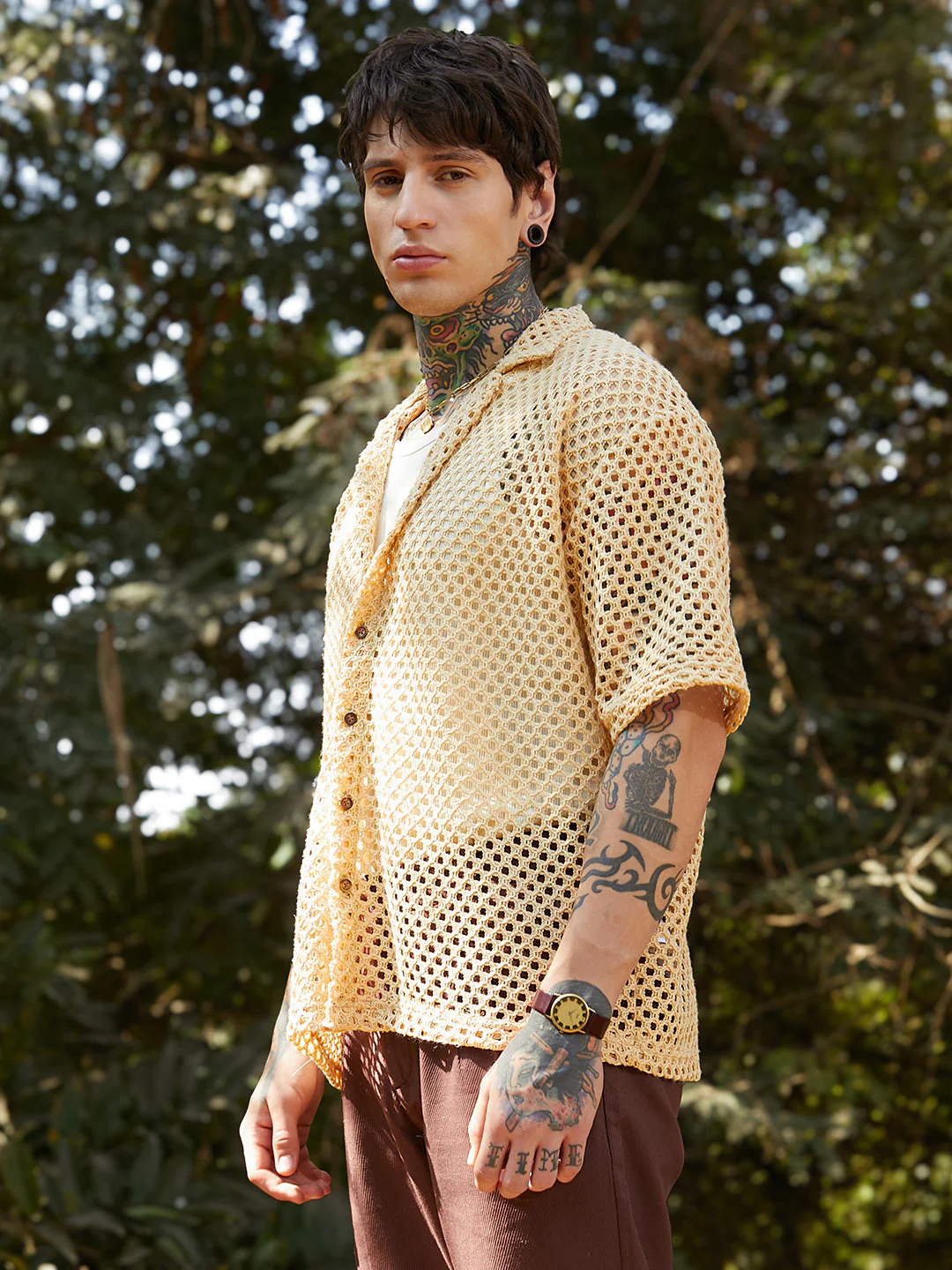 Open-Knit Resort Oversized Shirt - Image 3