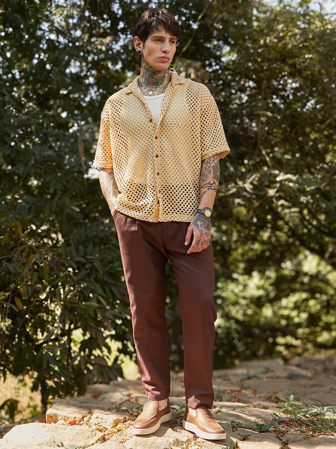 Open-Knit Resort Oversized Shirt - Image 5