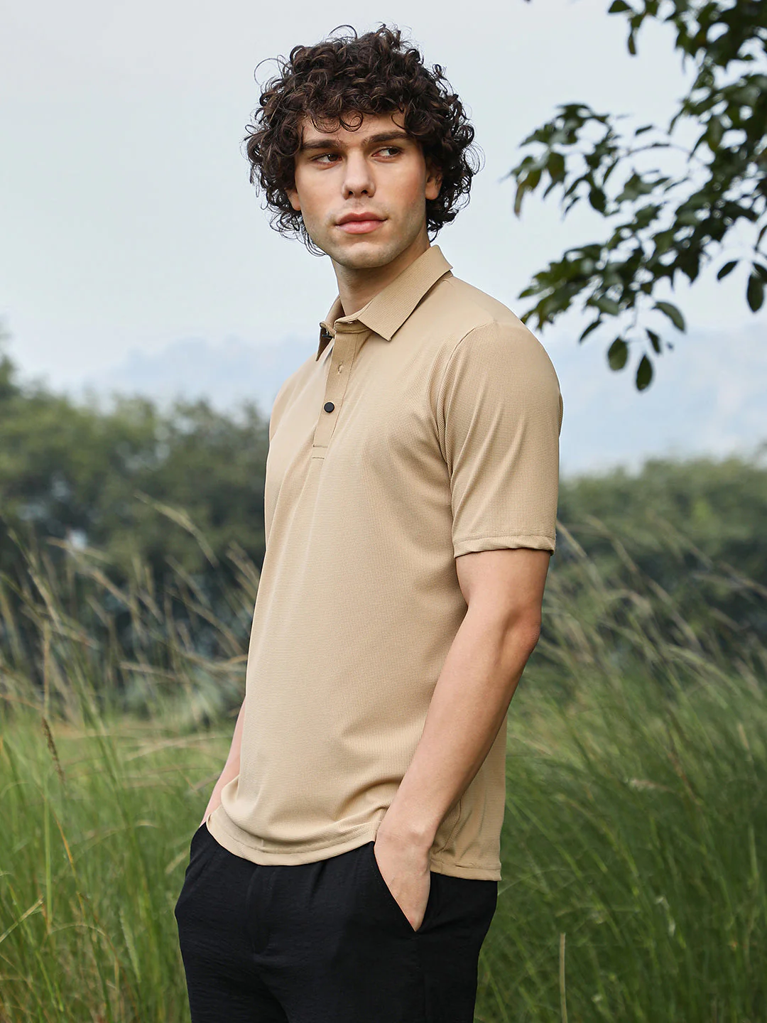 Solid Knit Polo T-Shirt - Image 3