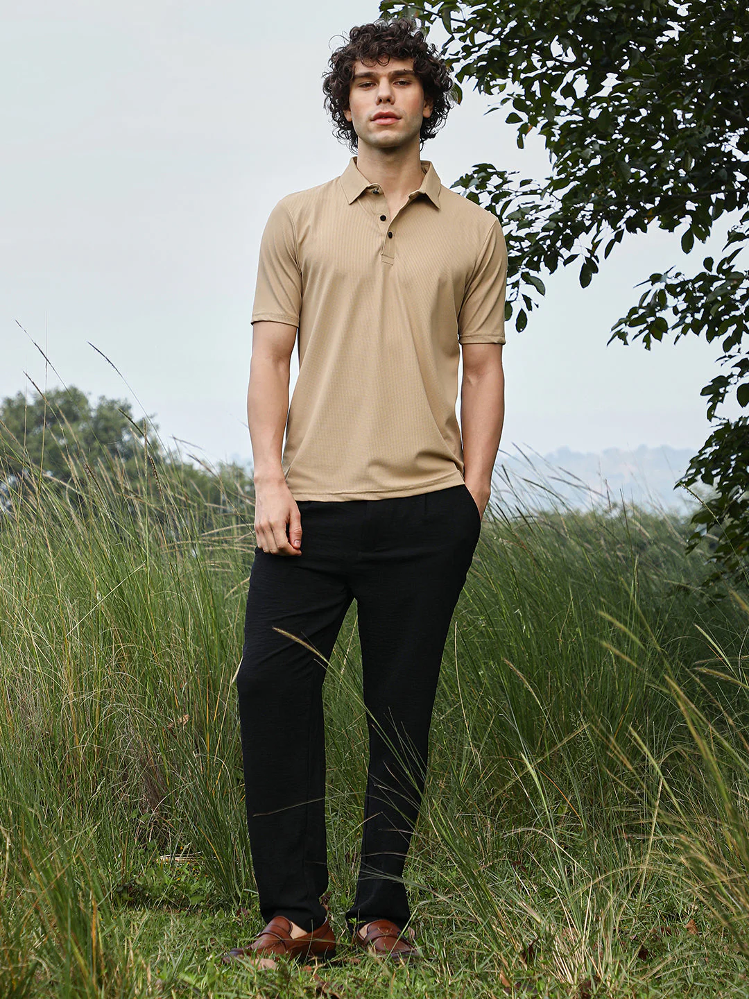 Solid Knit Polo T-Shirt - Image 5