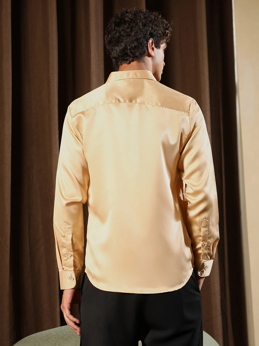 Solid-Satin Regular Shirt - Image 4