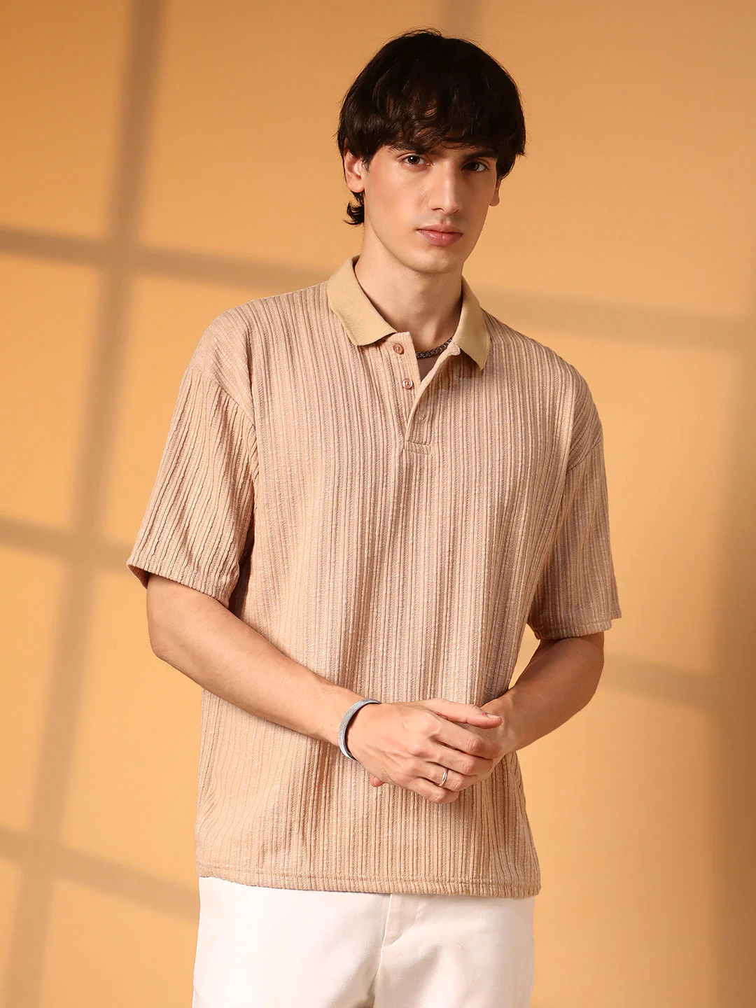 Striped Oversized Polo T-Shirt - Image 2