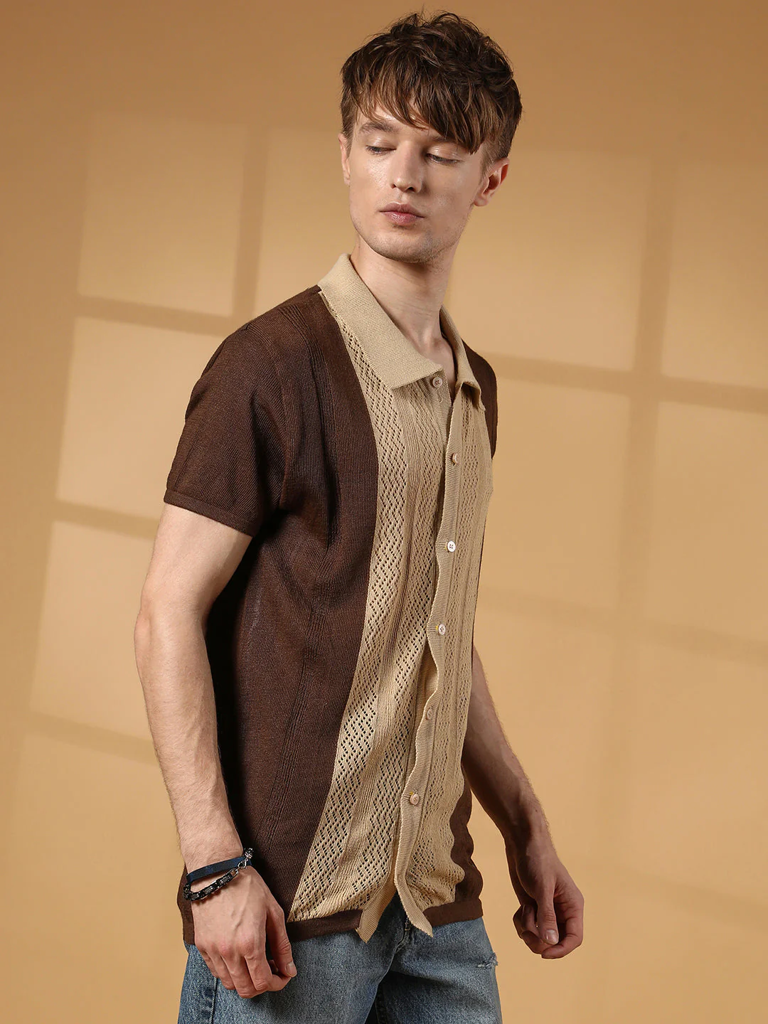 Block-Knit Slim-Fit Shirt - Image 2