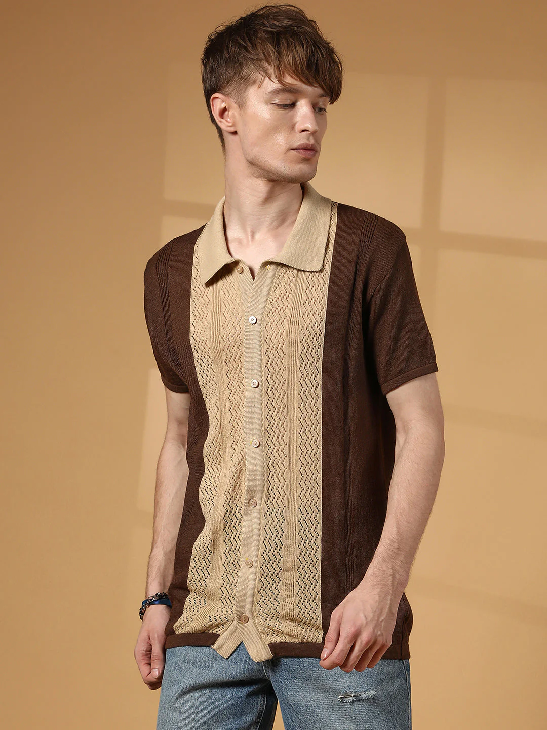 Block-Knit Slim-Fit Shirt - Image 3