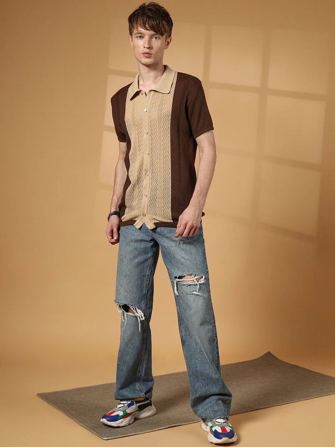 Block-Knit Slim-Fit Shirt - Image 5
