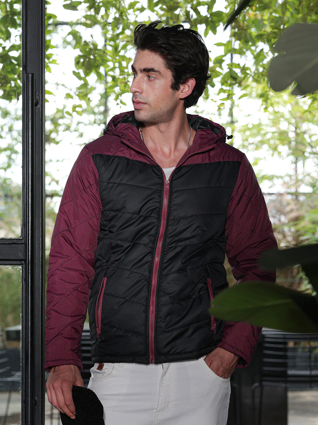 Block-Graph Quilted Puffer Jacket