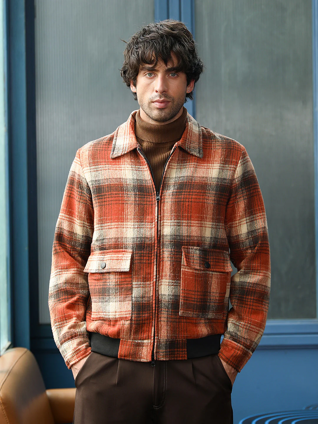 Zip-Front Plaid Jacket - Image 2