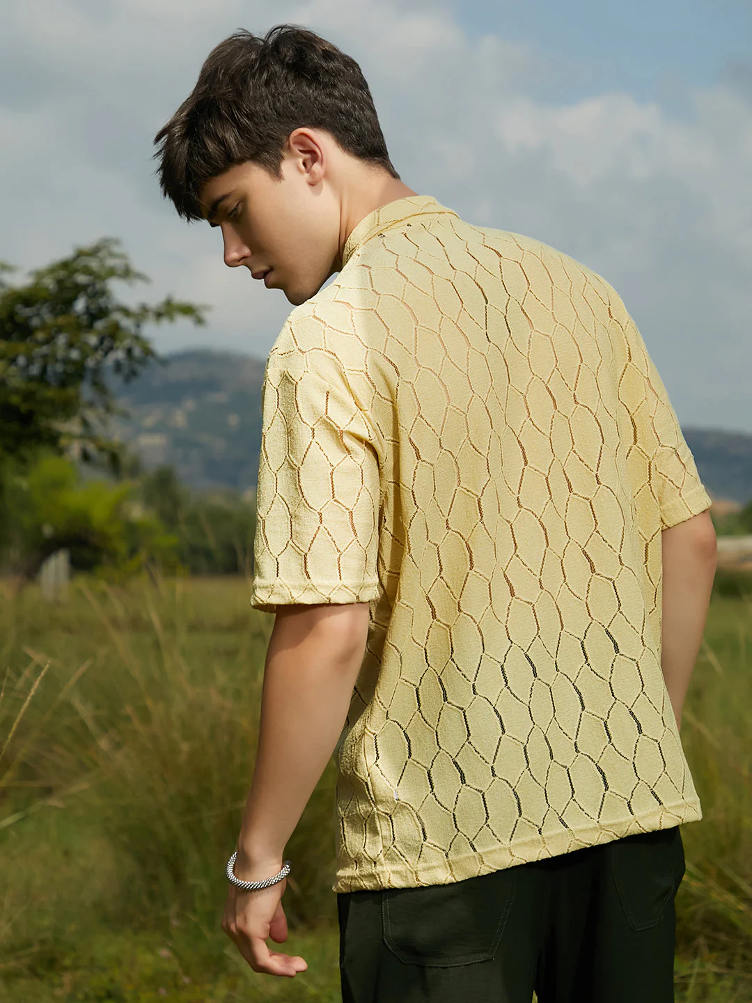 Honeycomb-Knit Polo T-Shirt - Image 4