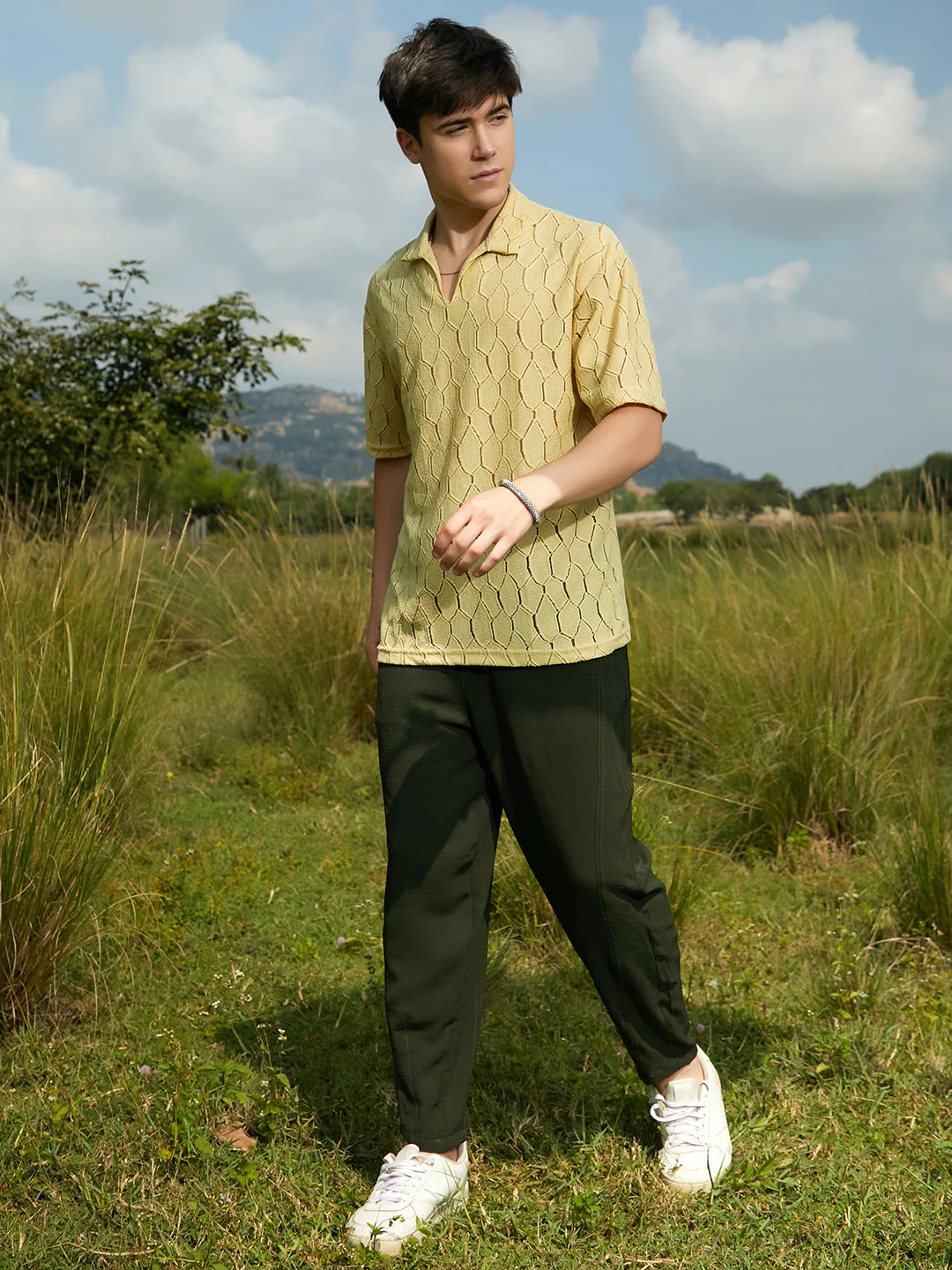 Honeycomb-Knit Polo T-Shirt - Image 5