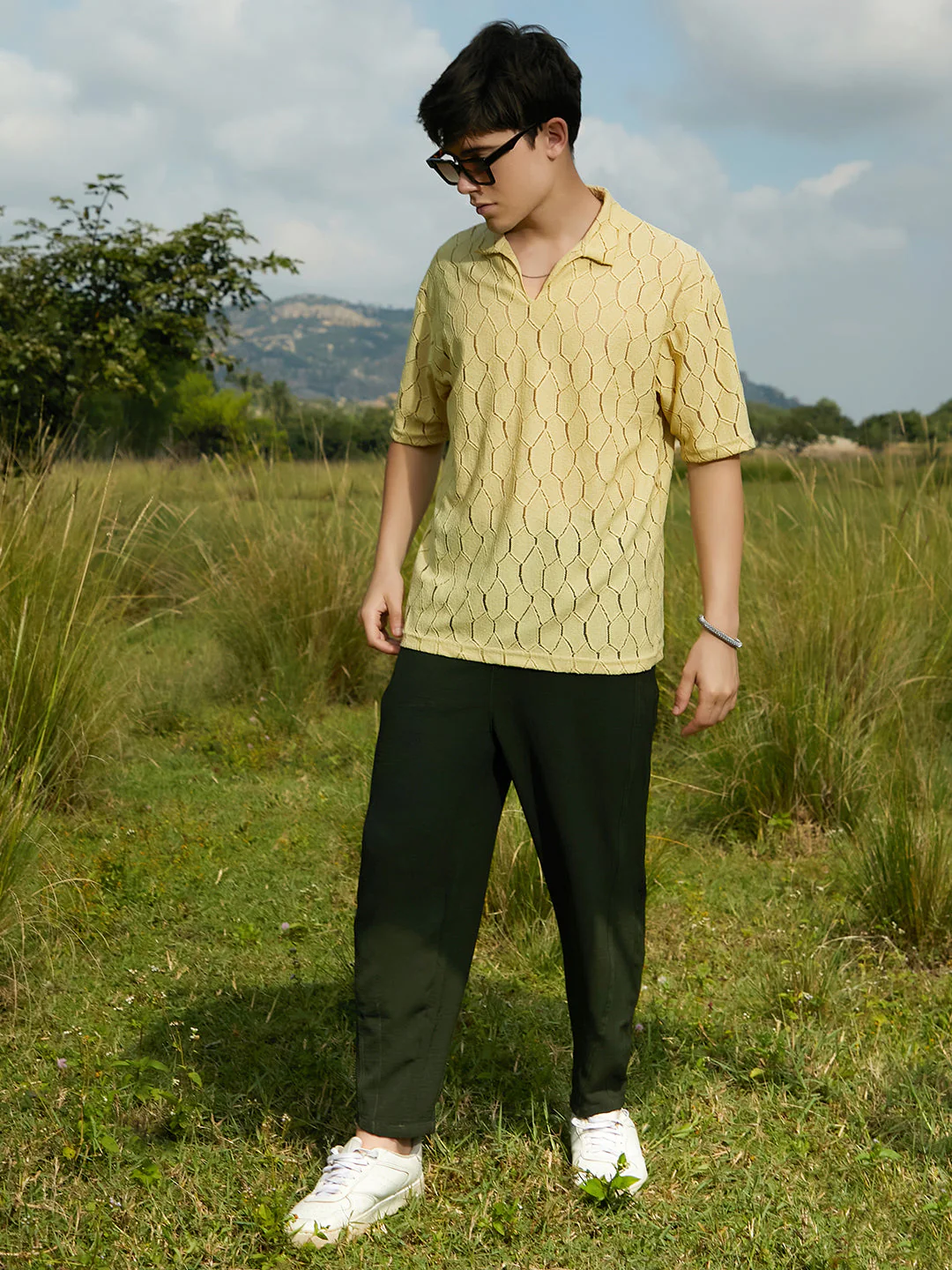 Honeycomb-Knit Polo T-Shirt - Image 6