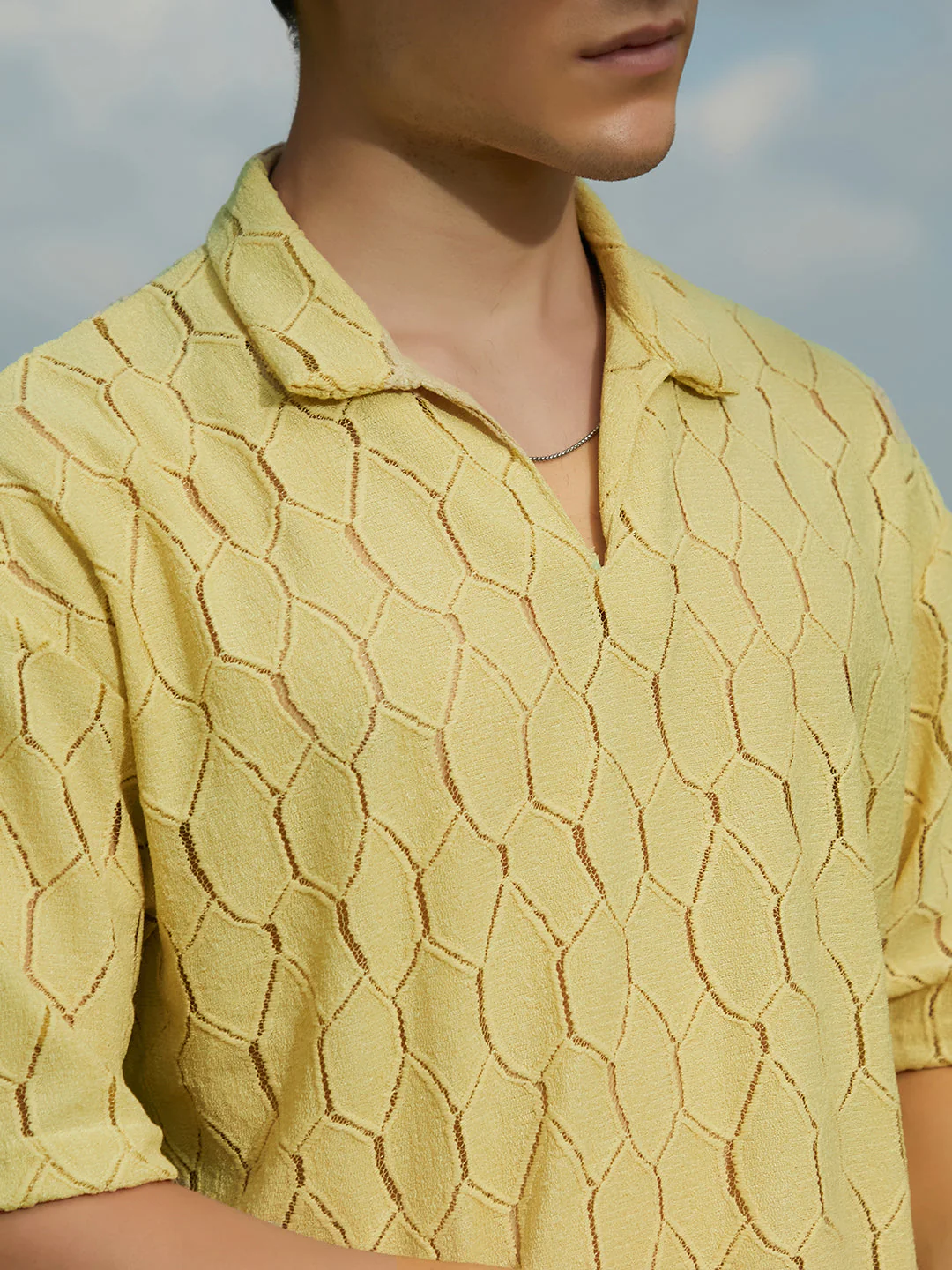 Honeycomb-Knit Polo T-Shirt - Image 7