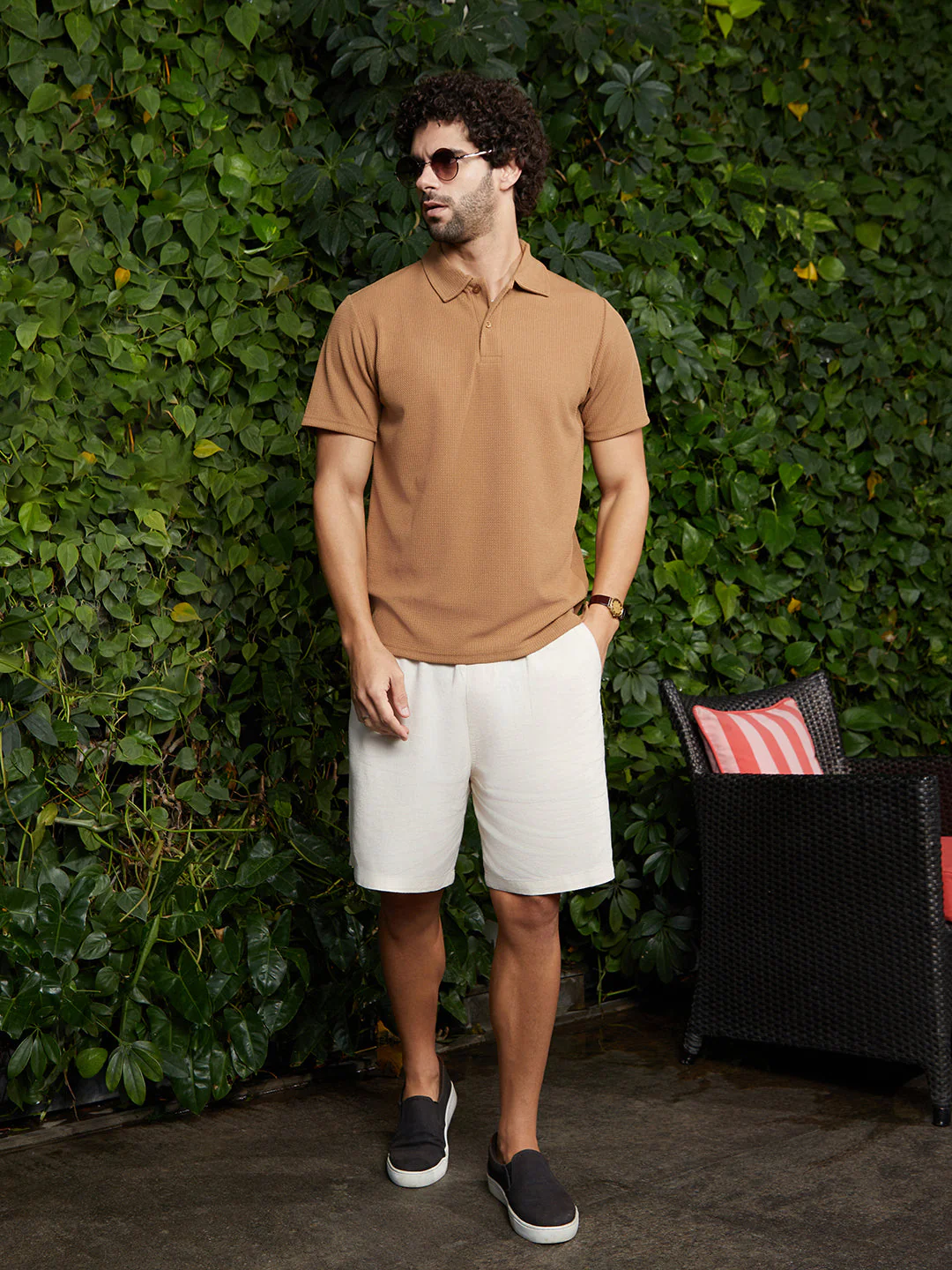 Chainlink-Ribbed Polo T-Shirt - Image 6