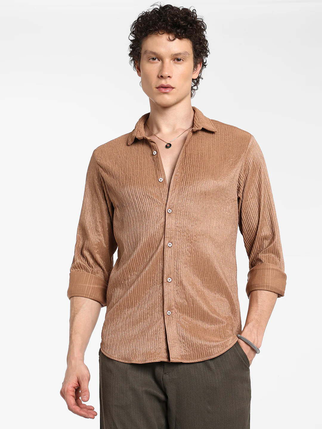 Solid Creased Shirt - Image 10