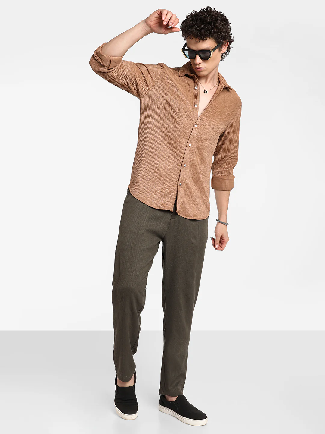 Solid Creased Shirt - Image 14