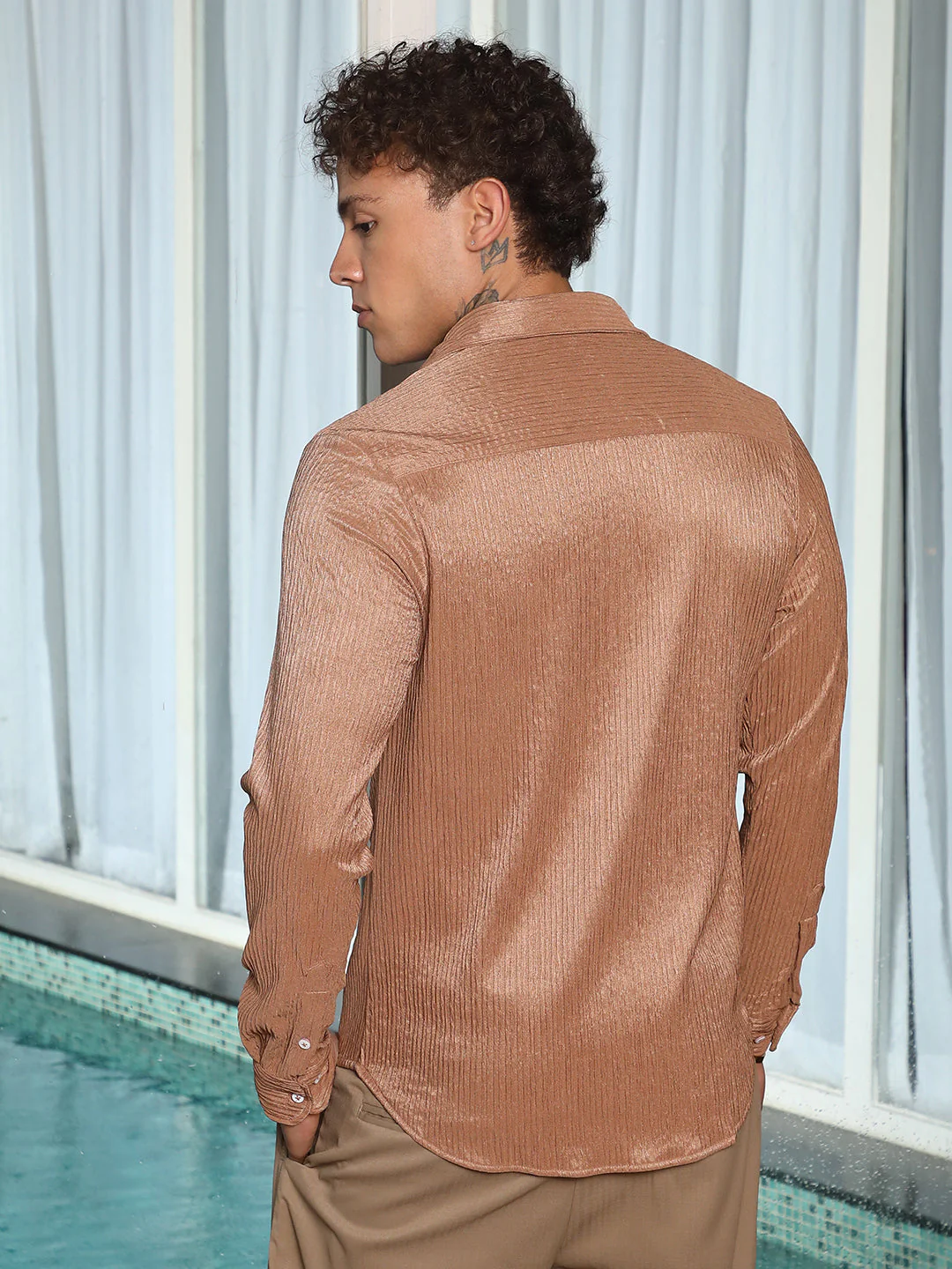 Solid Creased Shirt - Image 4