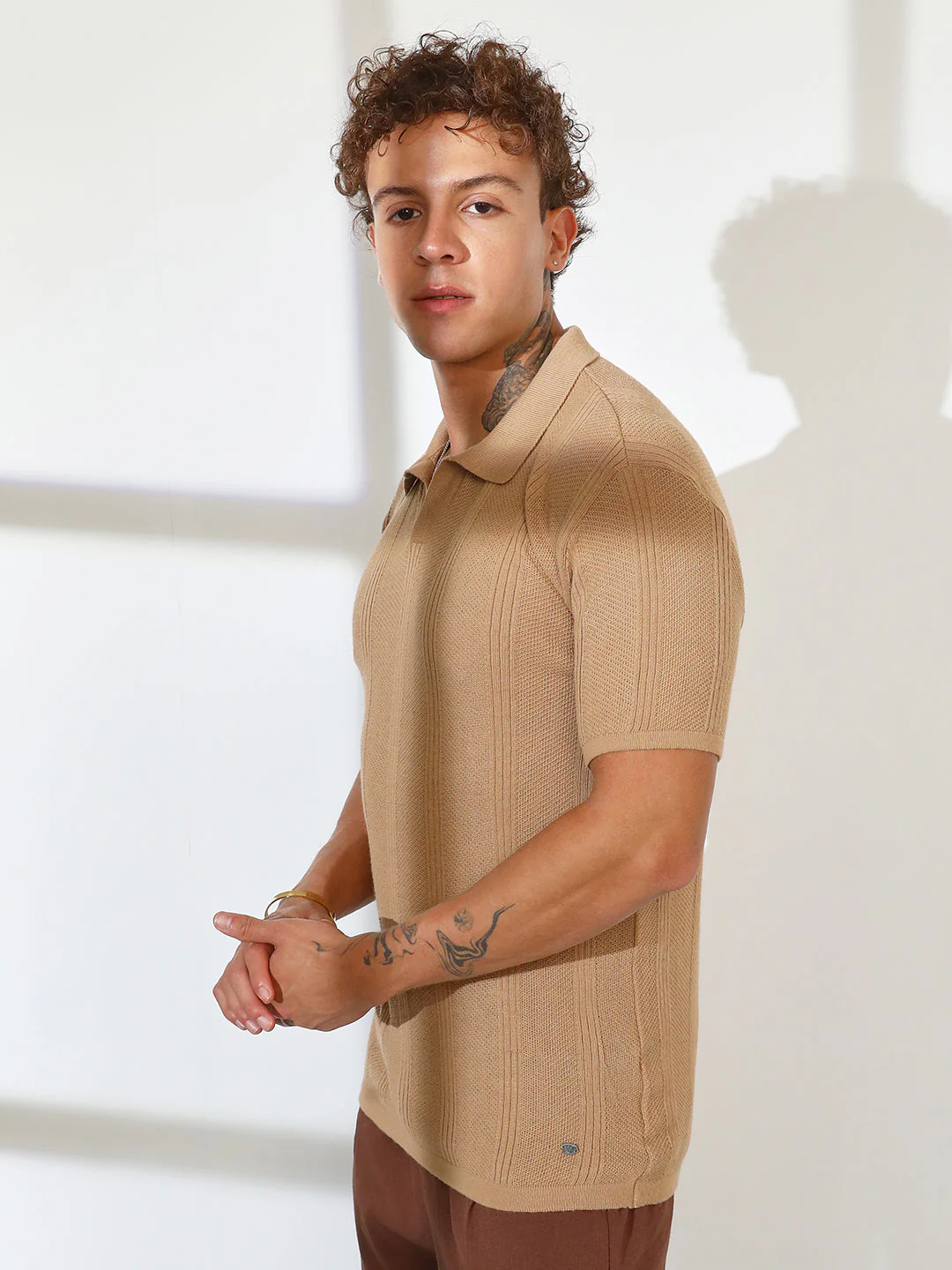 Stripe-Knit Polo T-Shirt - Image 3