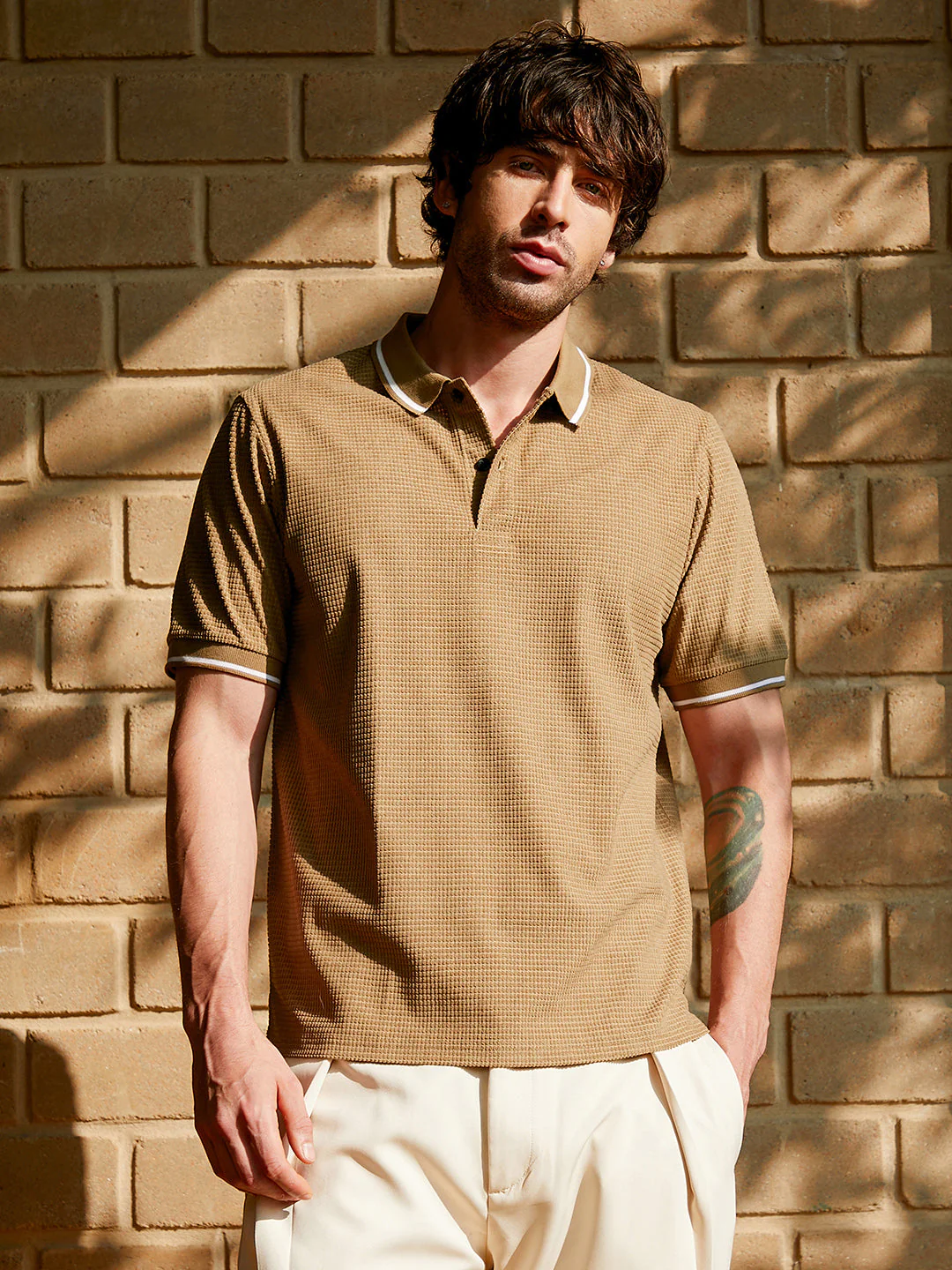 Cubic-Jacquard Polo T-Shirt - Image 2