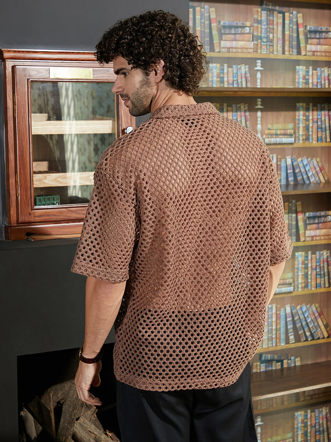 Open-Knit Resort Oversized Shirt - Image 4