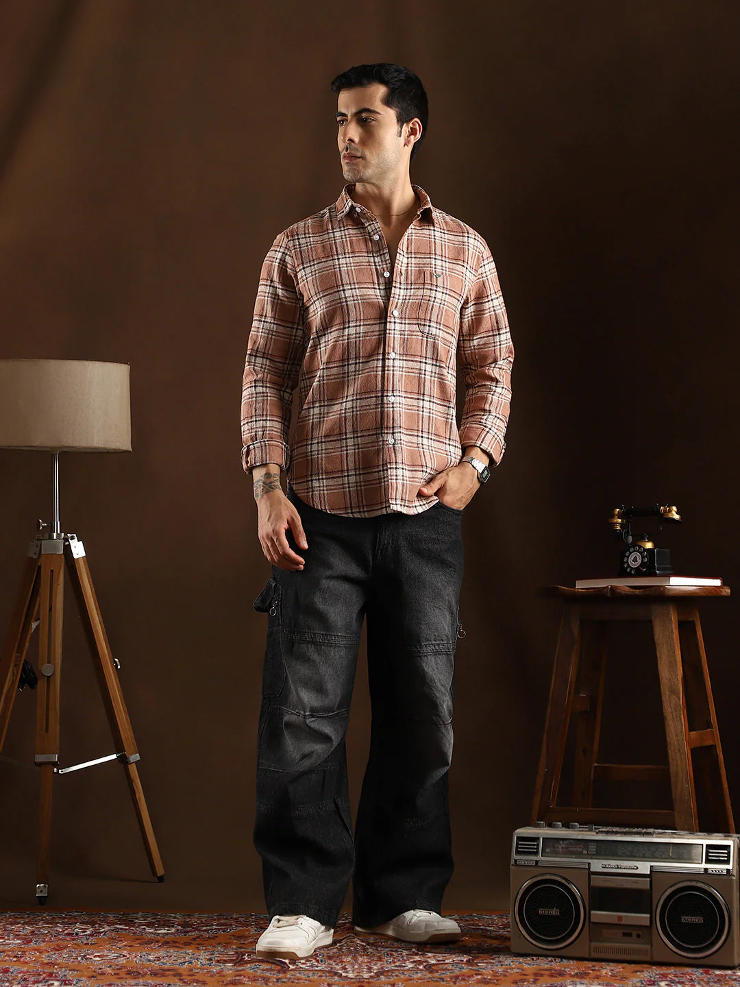 Tactile-Check Regular Shirt - Image 5
