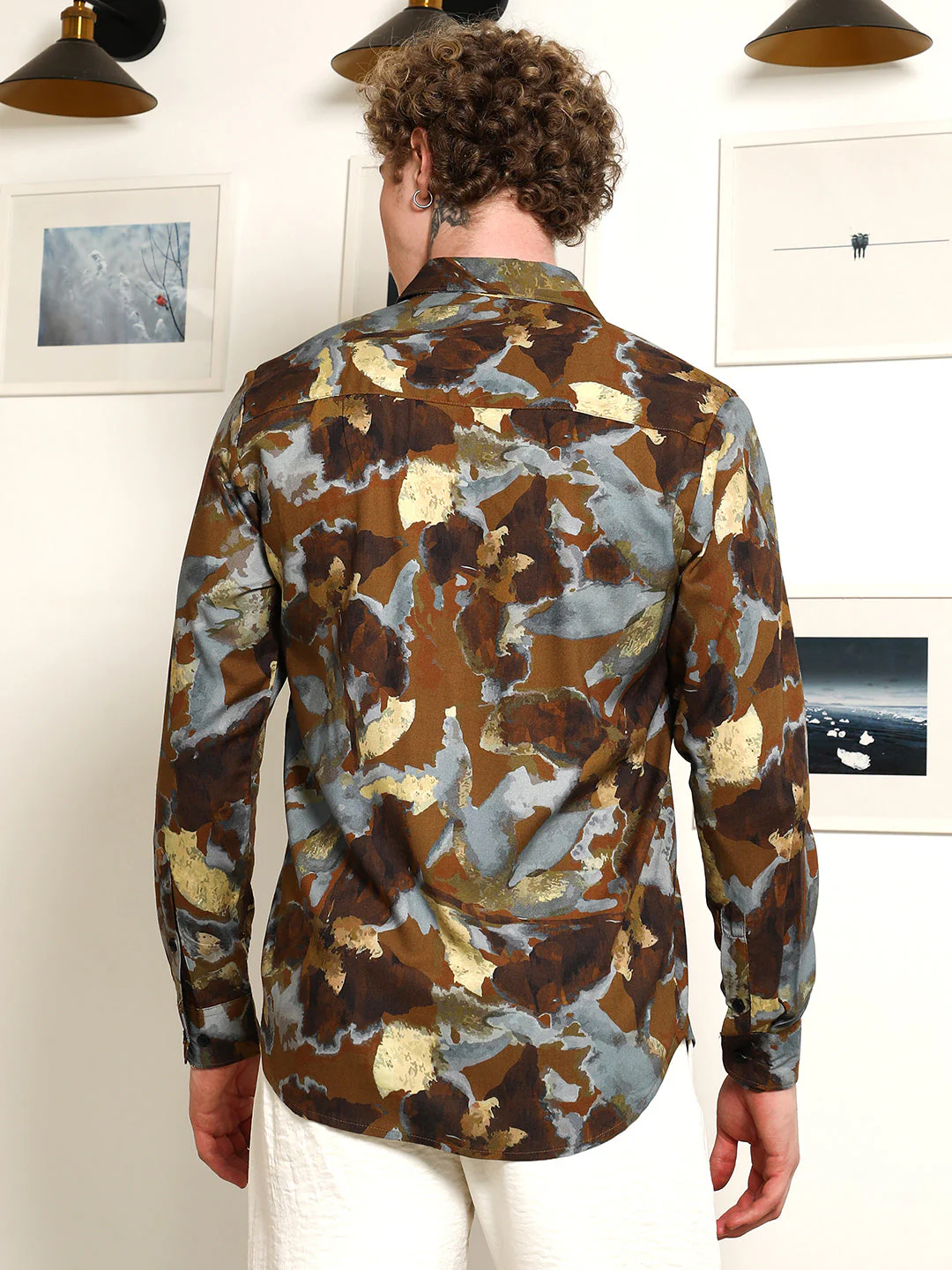 Camouflage Print Full Sleeve Rayon Shirt - Image 4