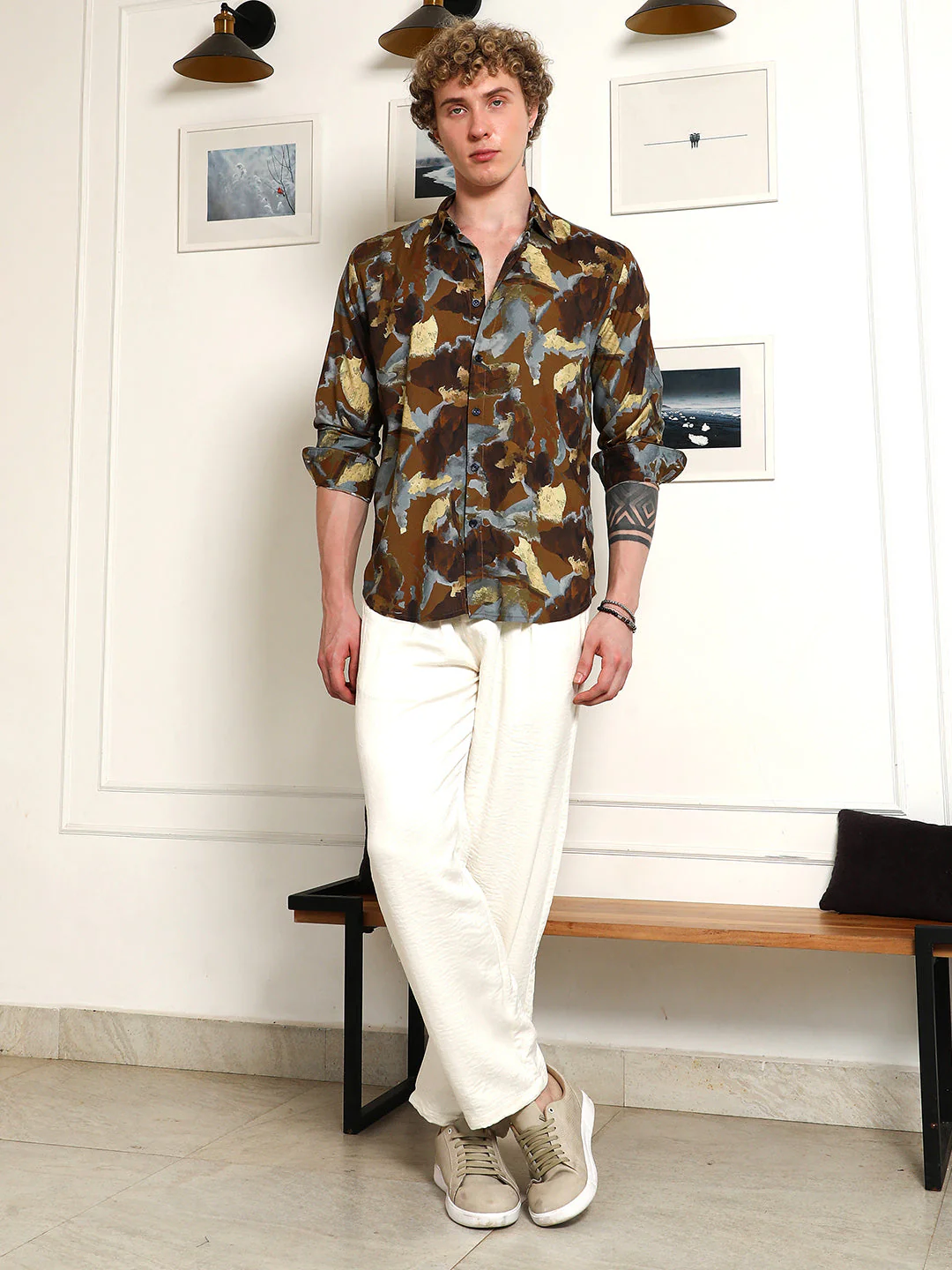 Camouflage Print Full Sleeve Rayon Shirt - Image 5