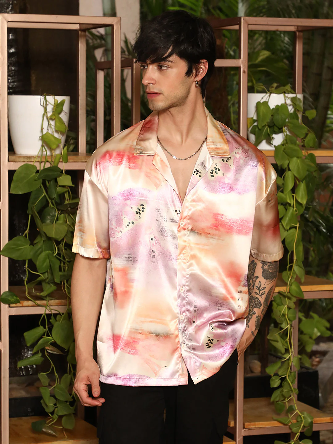 Abstract Sheen Oversized Shirt - Image 2