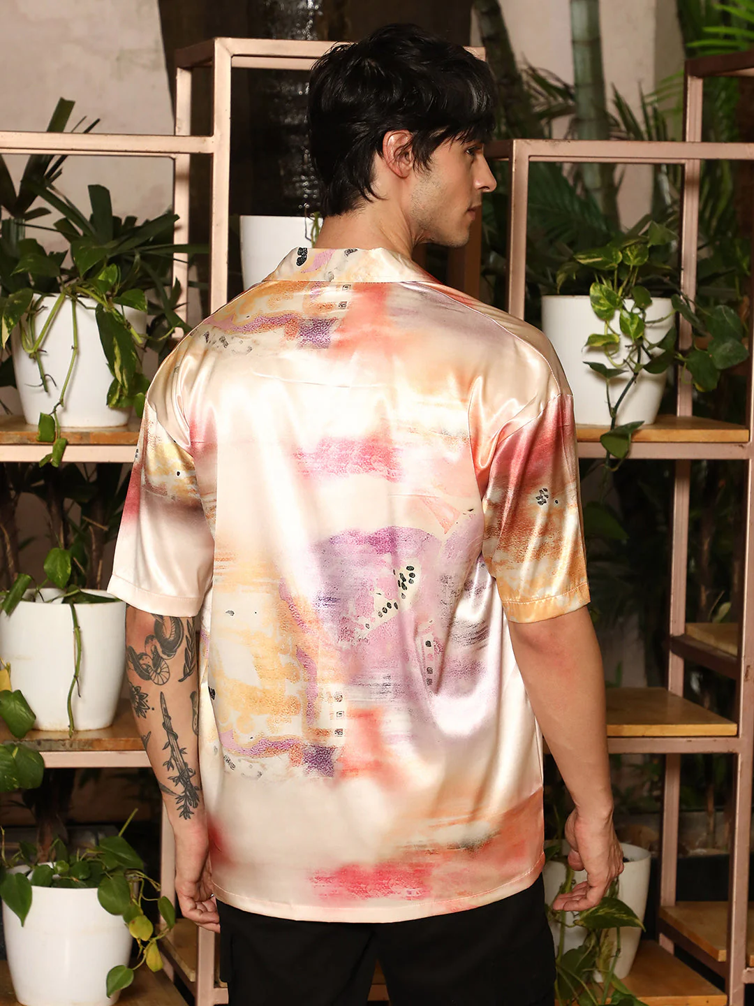 Abstract Sheen Oversized Shirt - Image 4
