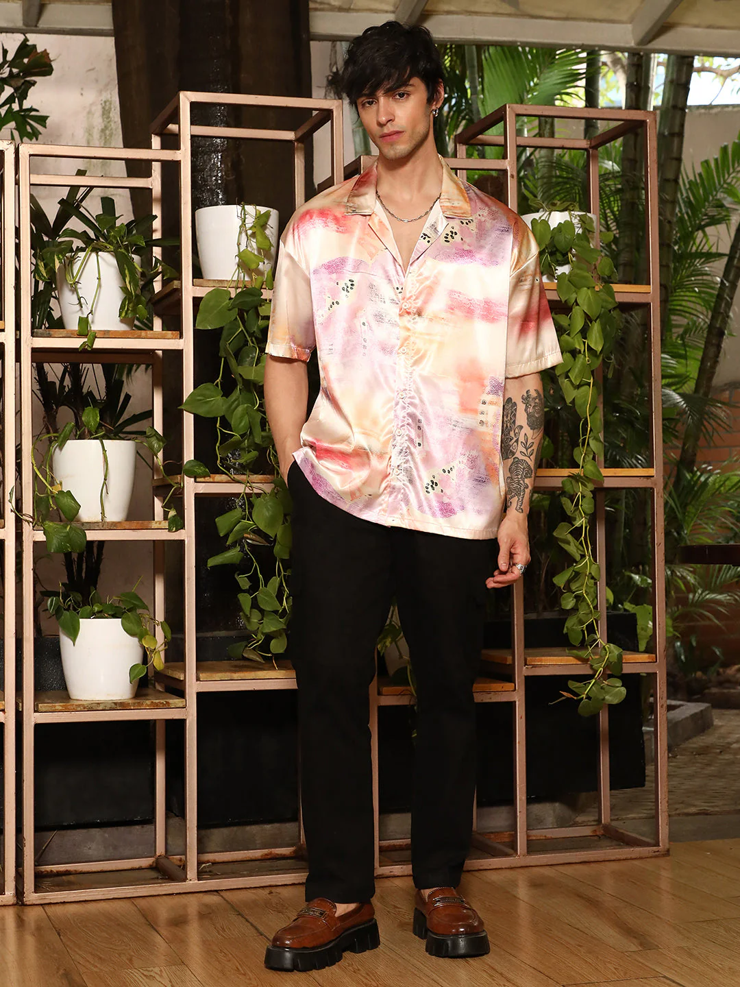Abstract Sheen Oversized Shirt - Image 5