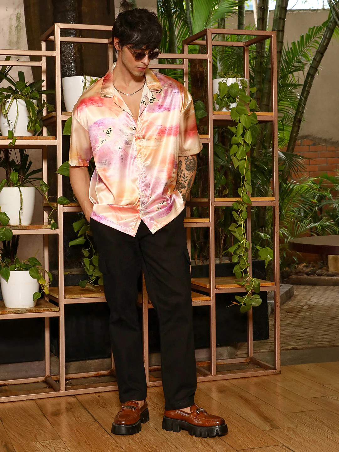 Abstract Sheen Oversized Shirt - Image 6