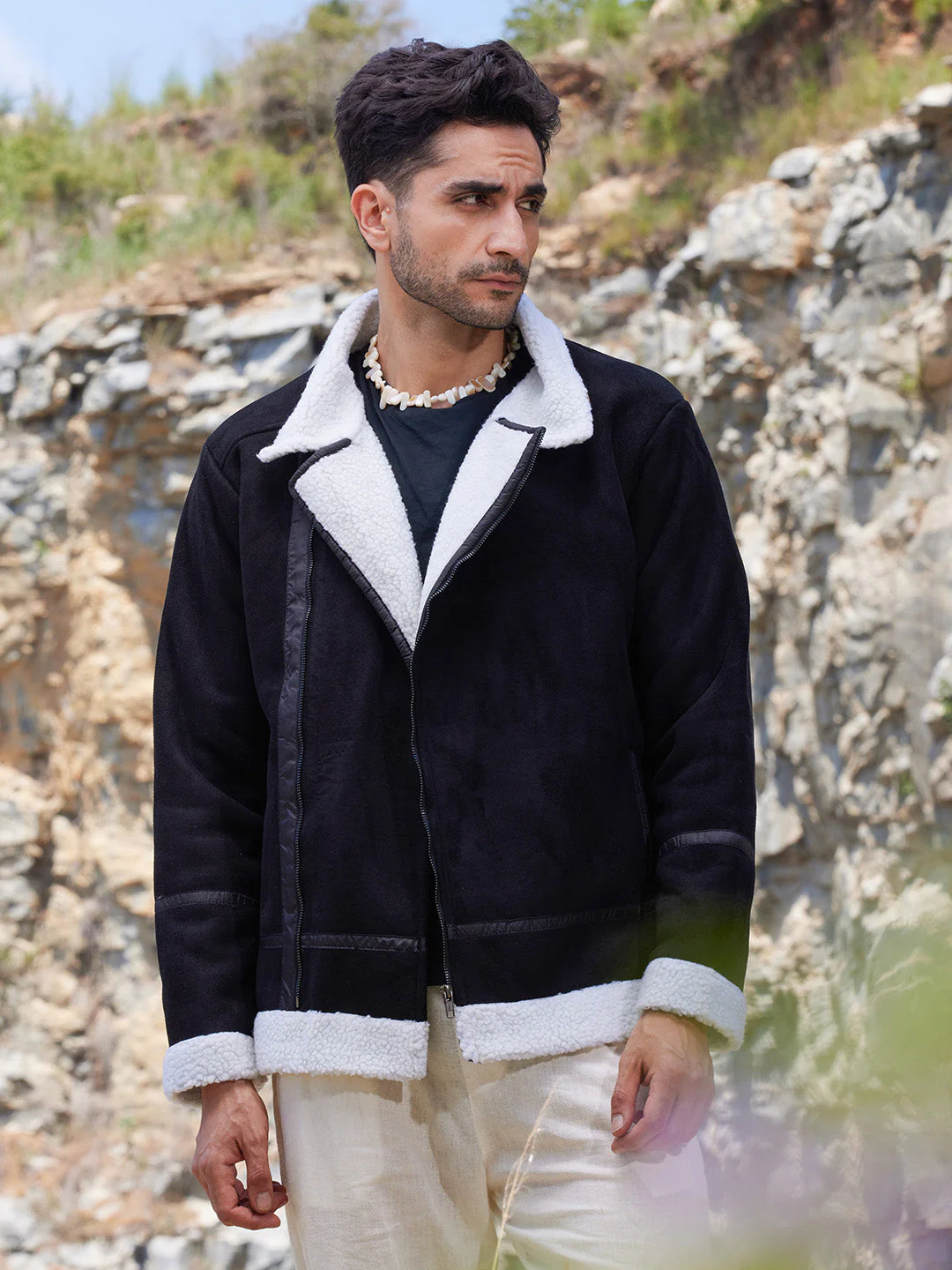 Fleece Lined Biker Jacket - Image 3