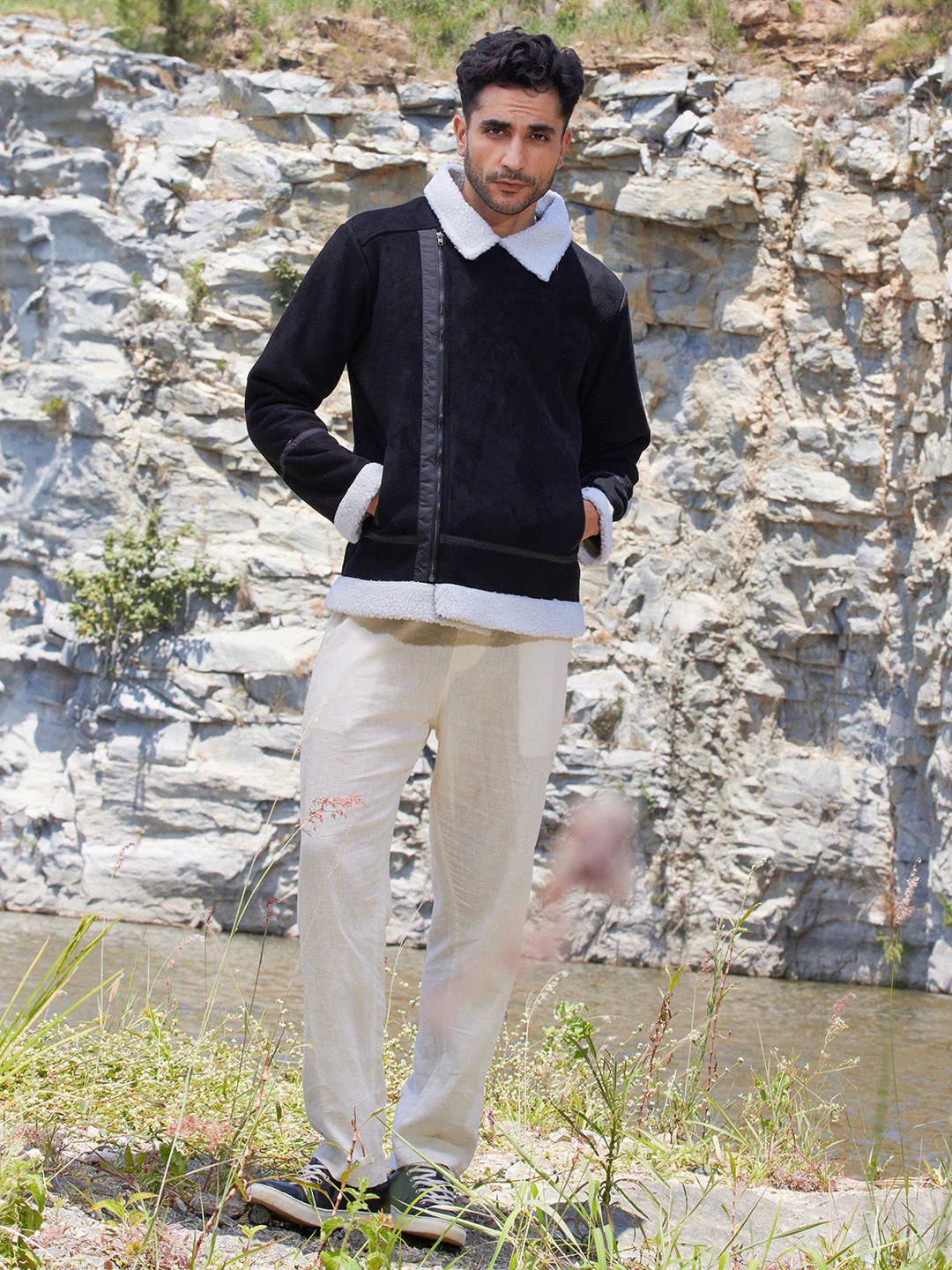 Fleece Lined Biker Jacket - Image 5