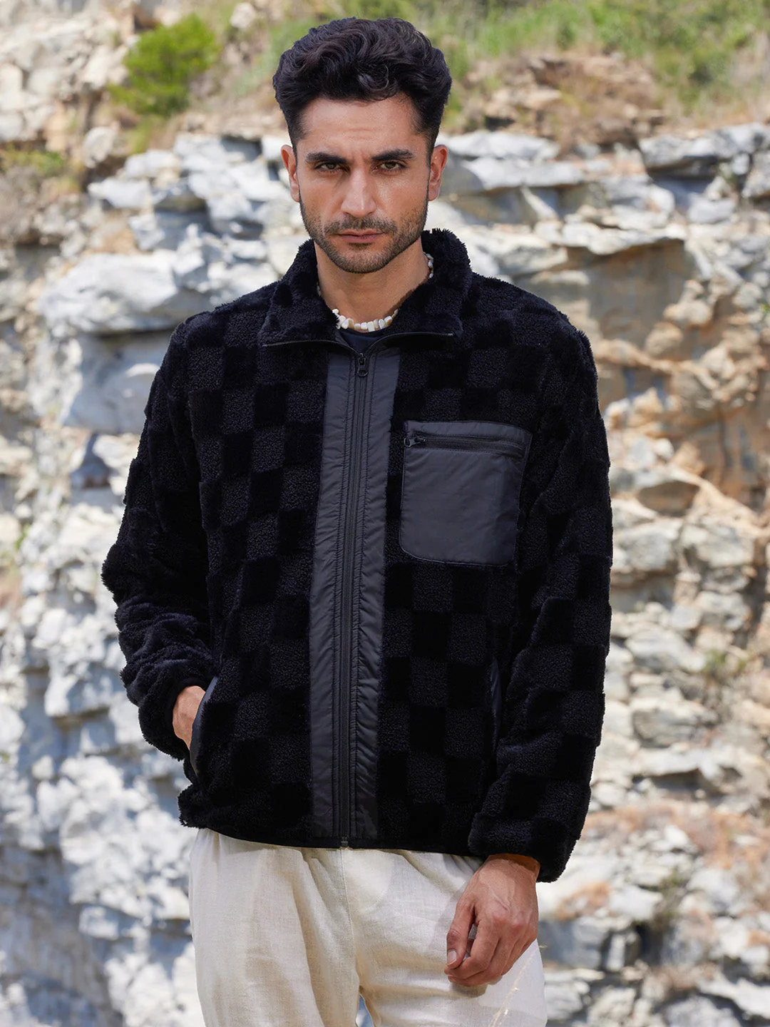 Fleece Buffalo Check Puffer Jacket - Image 2