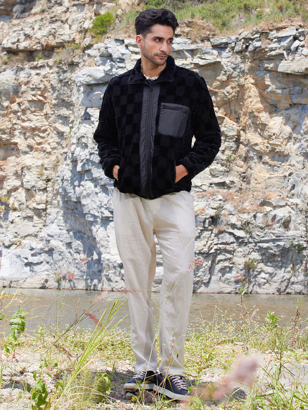 Fleece Buffalo Check Puffer Jacket - Image 5