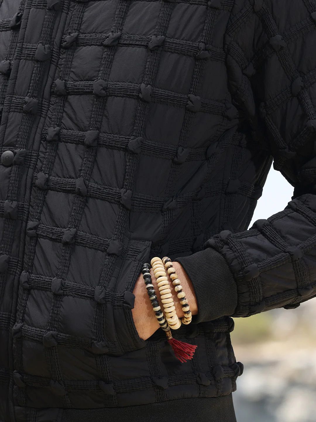 Self-Design Puffer Jacket With Fleece Hood - Image 8