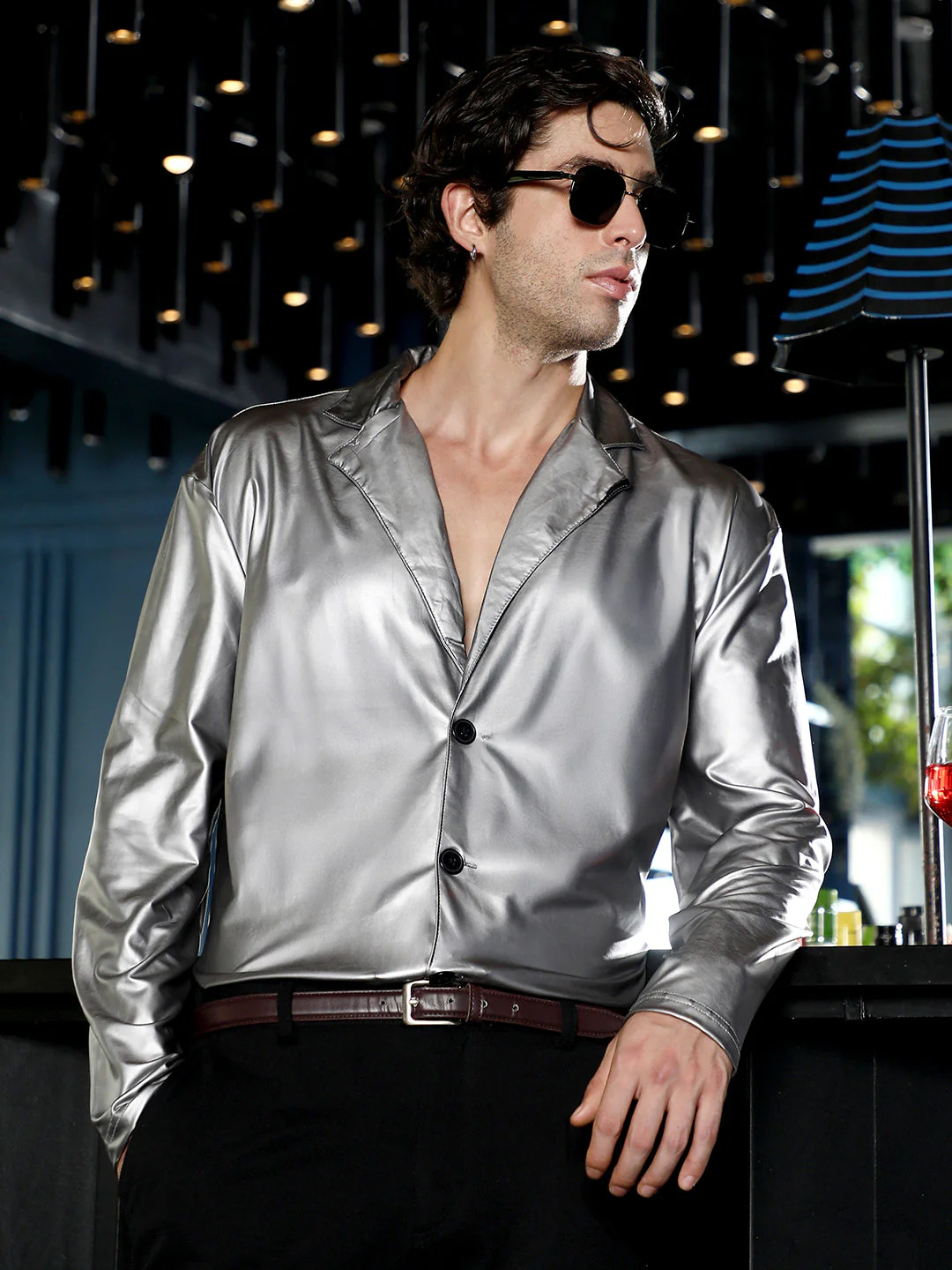 Single-Breasted Sheen Shirt
