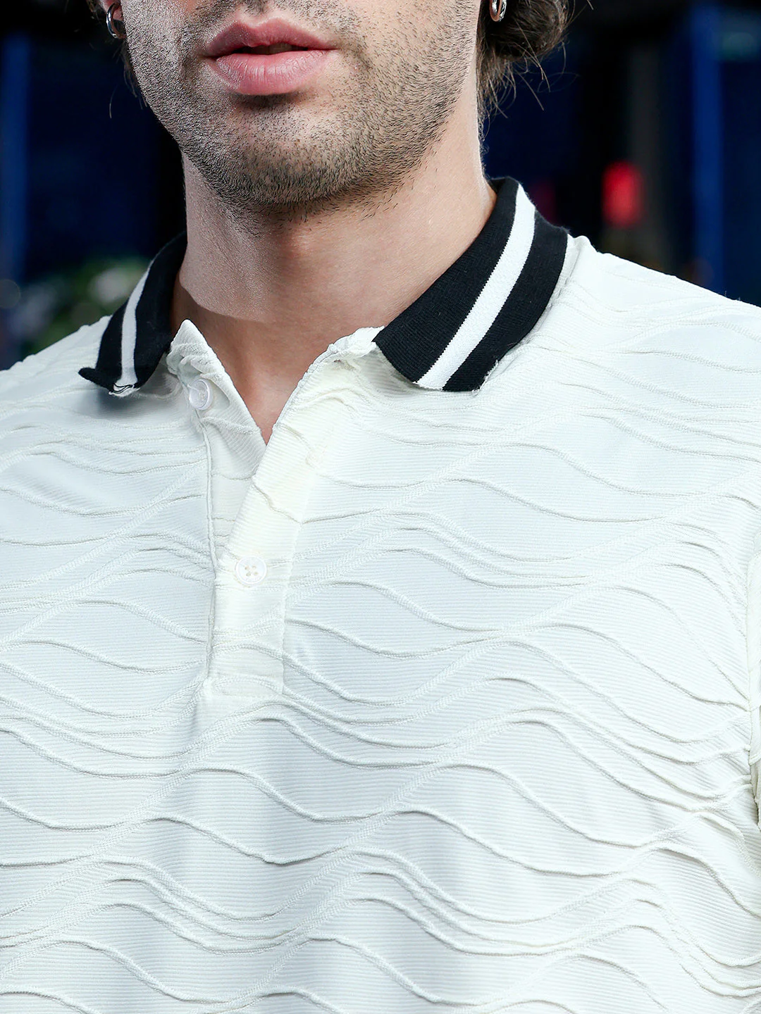 Contrast Swirl-Tactile Polo T-Shirt - Image 7