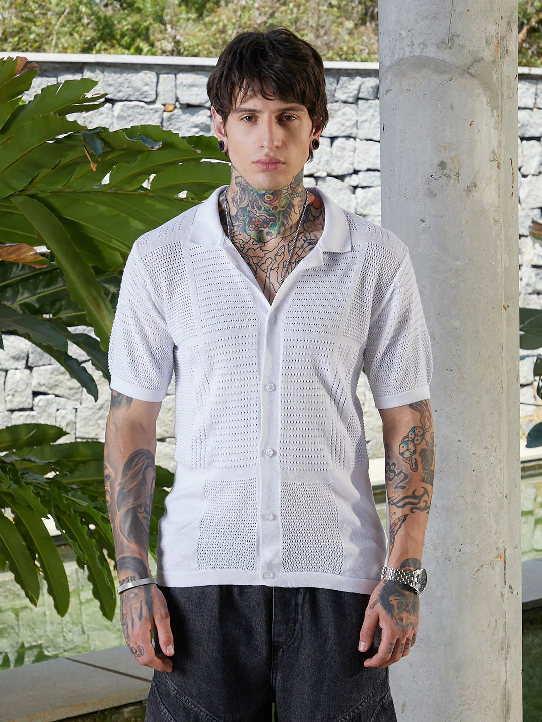 Grid Open-Knit Shirt - Image 2