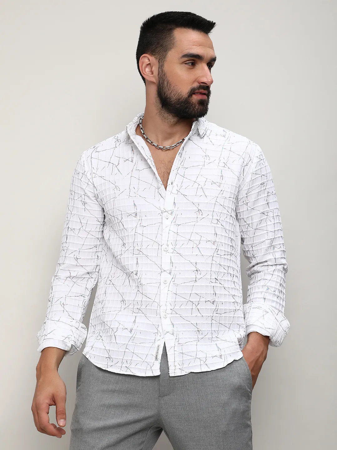 Holographic Veined Textured Shirt - Image 5