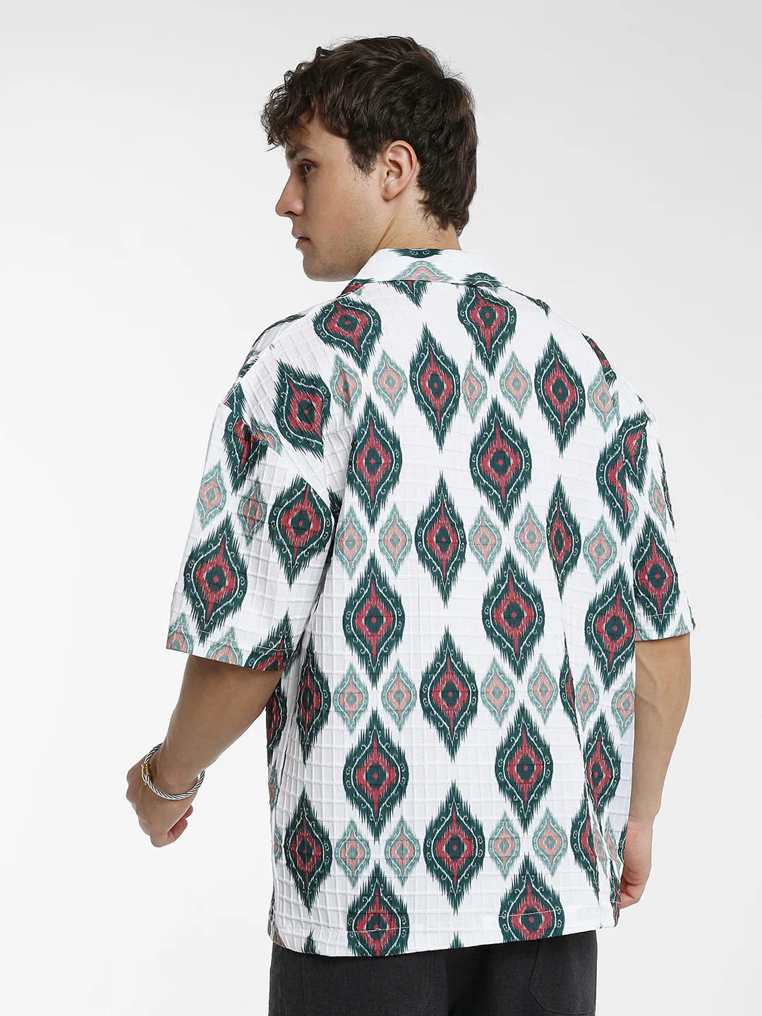 Ikkat Motif Oversized Shirt - Image 11