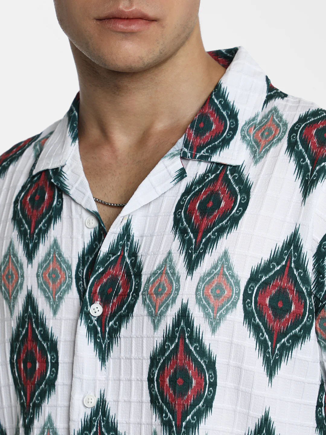 Ikkat Motif Oversized Shirt - Image 14