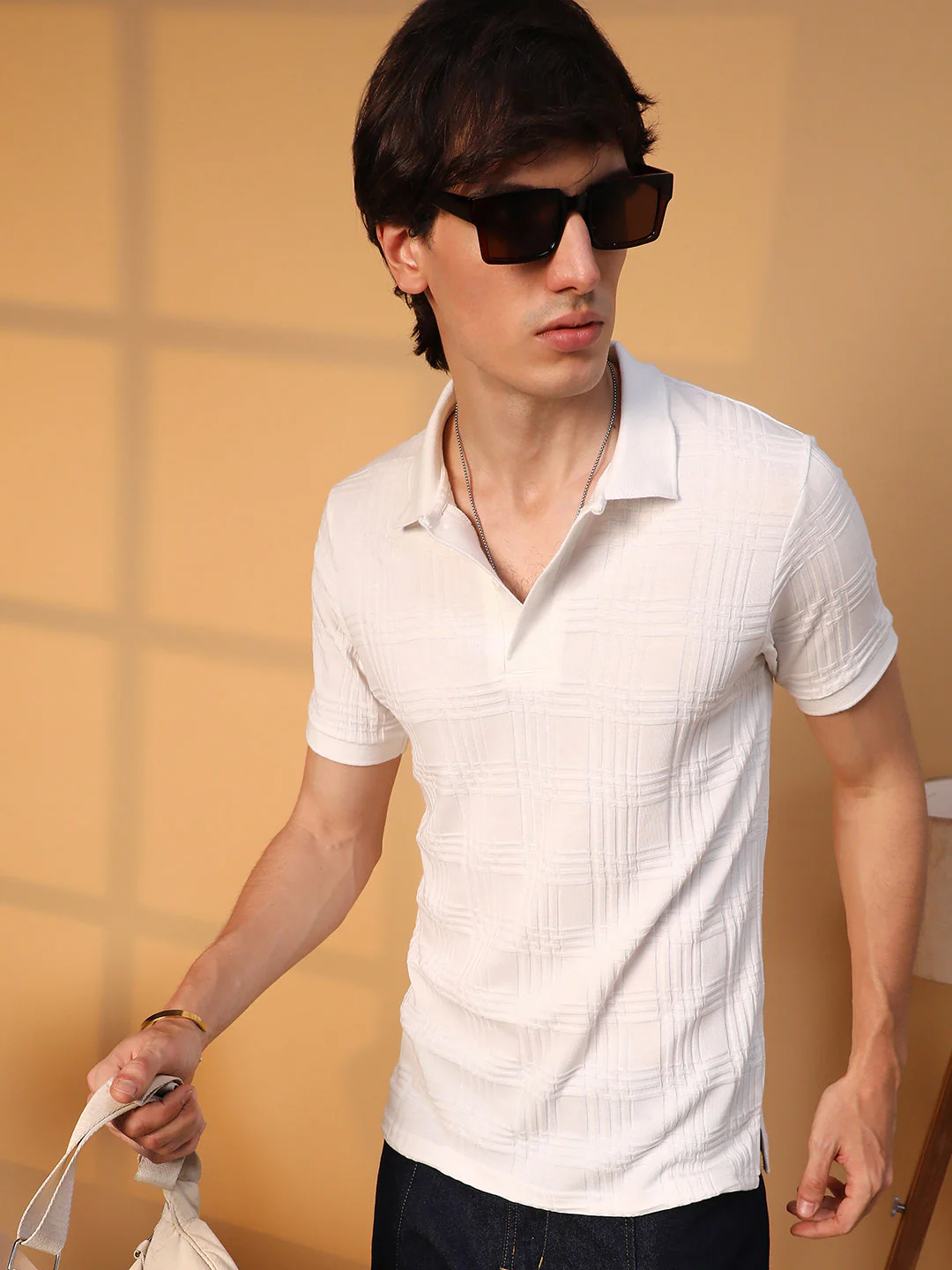 Intertwine-Textured Polo T-Shirt - Image 3