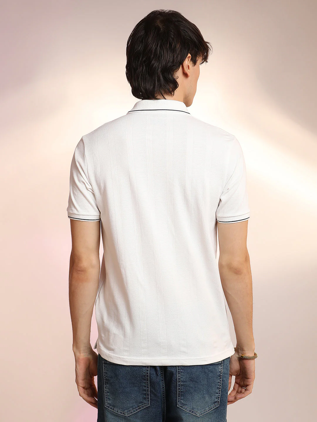Lined-Knit Polo T-Shirt - Image 4