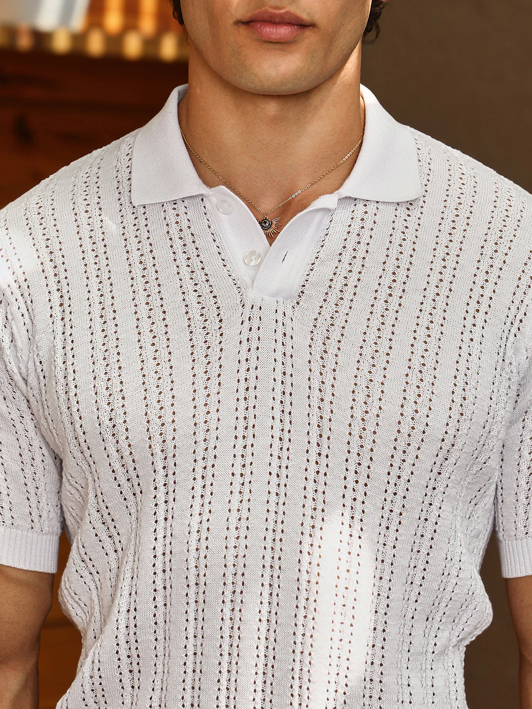 Panelled-Knit Polo T-Shirt - Image 7