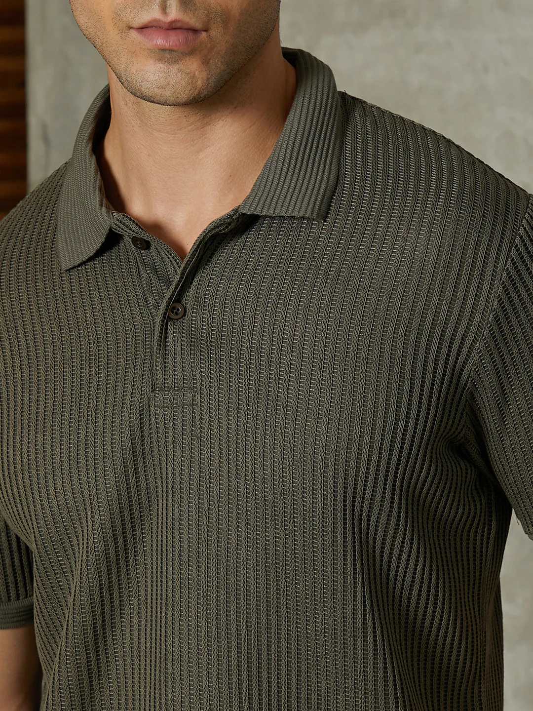 Solid Ribbed Polo T-Shirt - Image 7