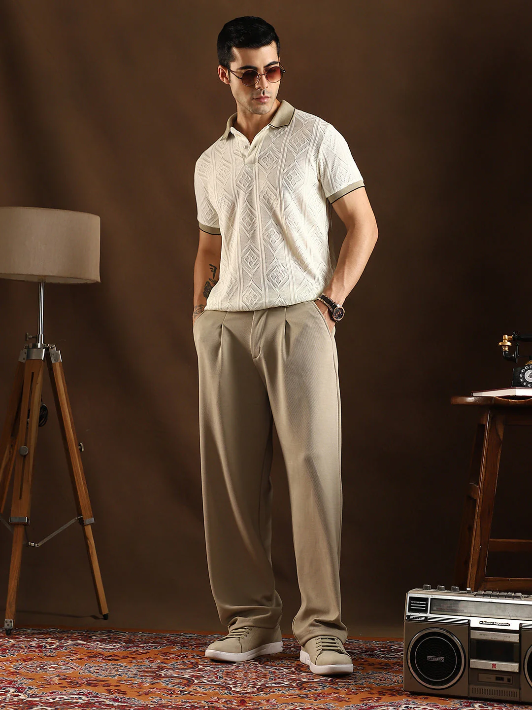 Contrast Rhombus Polo T-Shirt - Image 6