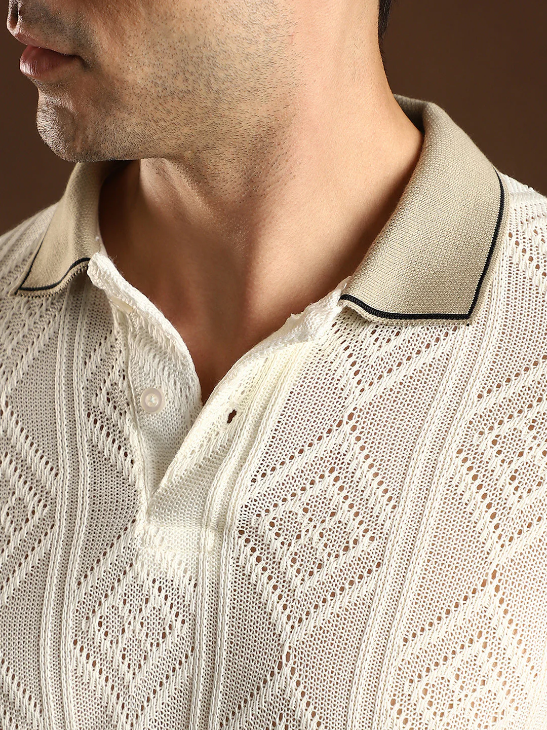 Contrast Rhombus Polo T-Shirt - Image 7